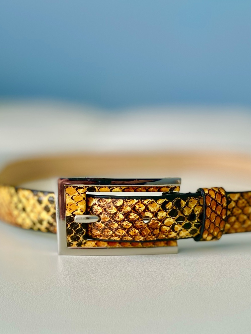 Gold Snake-Print Belt - Women Accessories